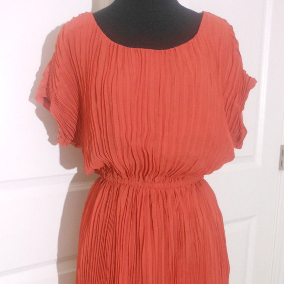 MADEWELL Artemis Pleated Dress S NWT $178 Brick - Picture 3 of 8